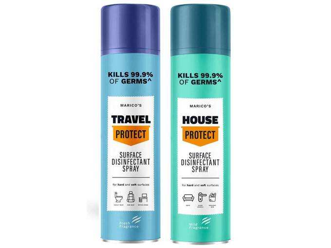 Marico&#39;s Travel &amp; House Protect Surface Cleaner Disinfectant Spray Combo Pack,Suitable for Hard &amp; Soft Surfaces,Kills 99.9% of Germs,Each 200 ml