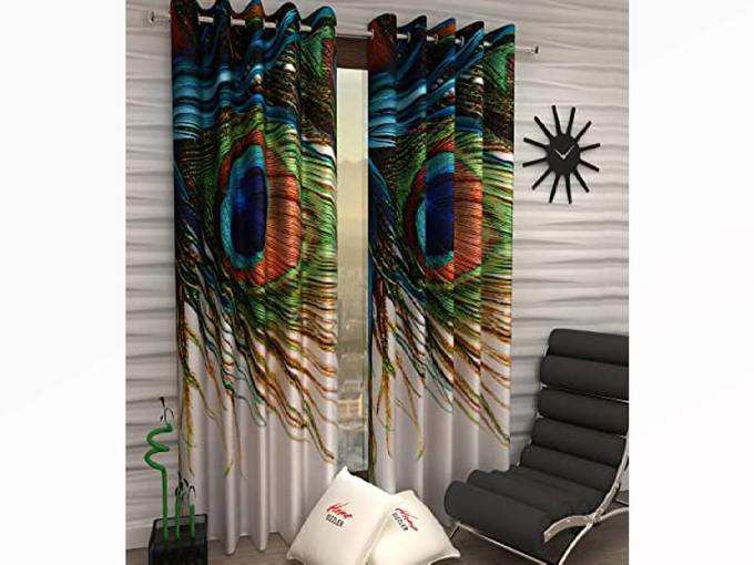 Home Sizzler 2 Piece Digital Print Window Curtain - 5 Feet Long, Multi