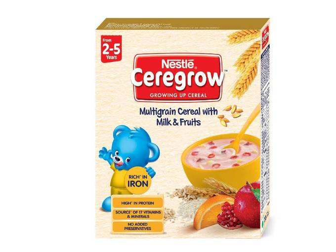 Nestlé CEREGROW Fortified Multigrain Cereal with Milk and Fruits, 300g Bag-In-Box Pack