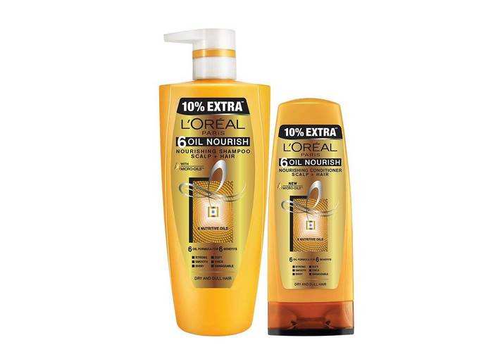 LOreal Paris 6 Oil Nourish Shampoo & Conditioner, 704ml + 192.5ml  (896.5ml)  (Pack of 2)