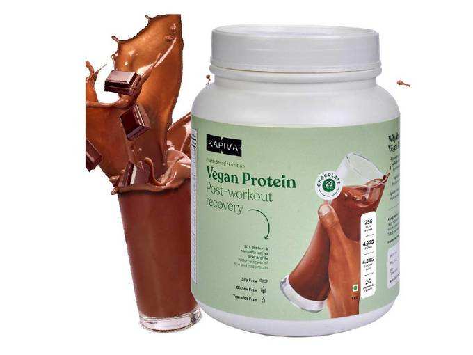 Kapiva Vegan Protein - Chocolate | Post-workout Recovery | 100% Plant Based Nutrition, 1 KG