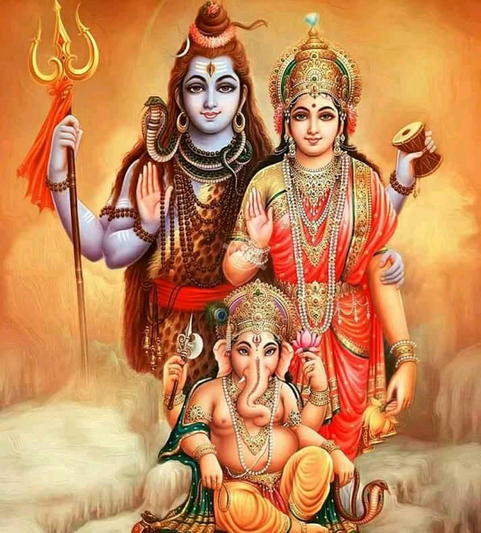 Lord Shiva, Parvati And Ganesh