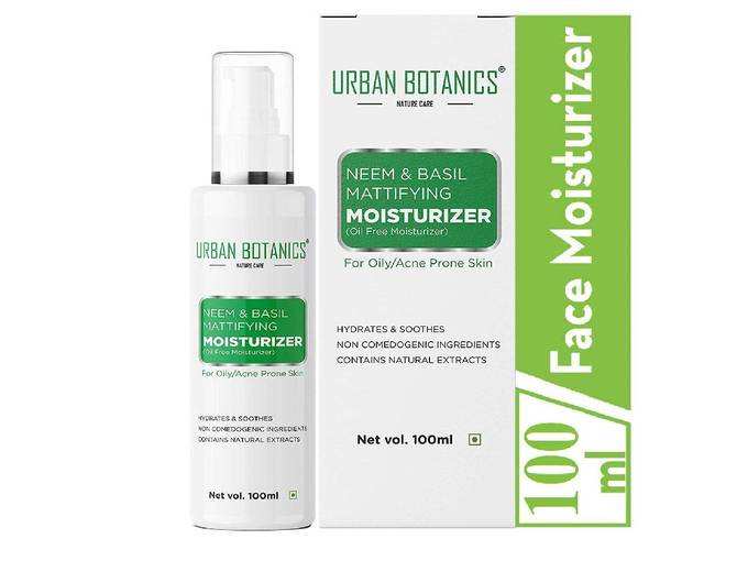 UrbanBotanics® Oil Free Moisturizer For Face - Mattyfying Light Moisturiser Face Cream For Oily Skin - With Neem &amp; Basil Extract - For Normal, Oily...