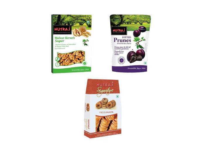 Nutraj Super Saver Dry Fruits Combo Pack 850g (Dried Figs 400g, Super Walnut Kernels 250g & Prunes 200g)