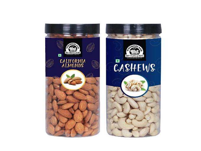 Wonderland Foods Premium Almond (500g) and Cashew (500g) 1kg Dry Fruits Combo Pack