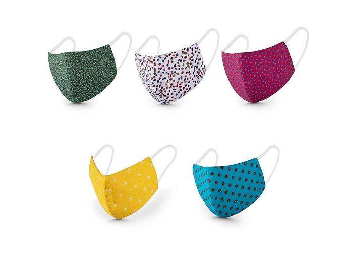 Chunky Chuckles Set of 5 Cotton Cloth 3 Layer Nosepin Filter Fashion Adult Face Mask