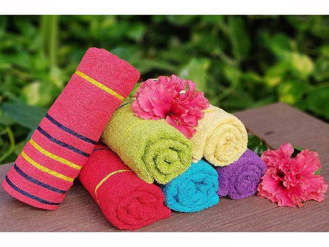 KSC Shop® Premium Multicolor Cotton Hand Towel | Stripe Design | Set of 6 | Hand Towels | Bathroom Towel | Bathroom Napkin |