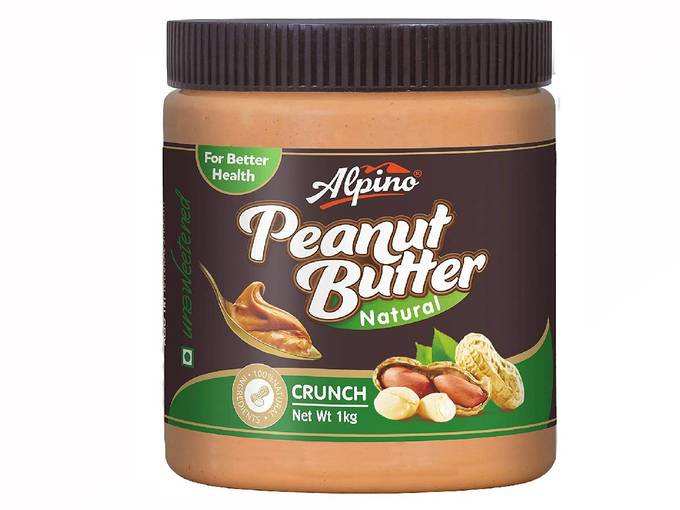 Alpino Natural Peanut Butter Crunch 1 KG (Unsweetened / Gluten Free / Non-GMO / Vegan)