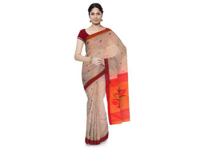 Oindrila&#39;s Fashion Boutique Tant Pure Handloom Cotton Silk Saree For Women/Ethnic Wear/Casual Wear Handmade Saree (Multi-Colored)