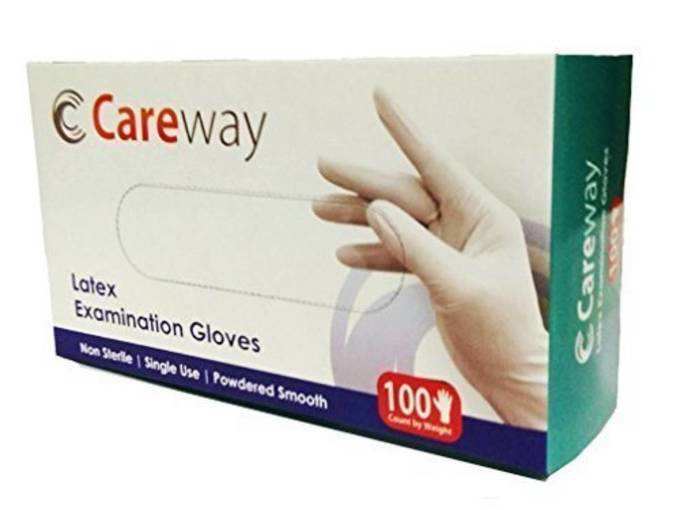 Careway Latex Medical Examination Disposable Powderd Hand Gloves - 100 Pcs (Large)