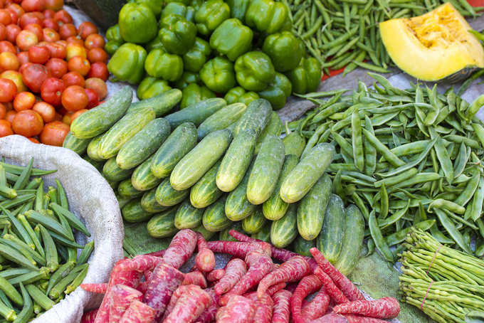 Fresh vegetables at a market in India