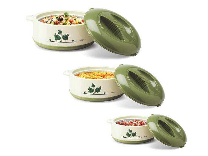 Milton Orchid Jr. Inner Steel Casserole Gift Set of 3, Green