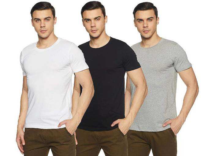 Chromozome Men&#39;s Plain Regular Fit T-Shirt (Pack Of 3)