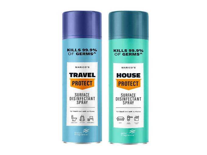 Marico&#39;s Travel &amp; House Protect Surface Cleaner Disinfectant Spray Combo Pack,Suitable for Hard &amp; Soft Surfaces,Kills 99.9% of Germs,Each 200 ml
