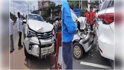 విశాఖ: వైసీపీ ఎంపీ మోపిదేవి కారుకు ప్రమాదం