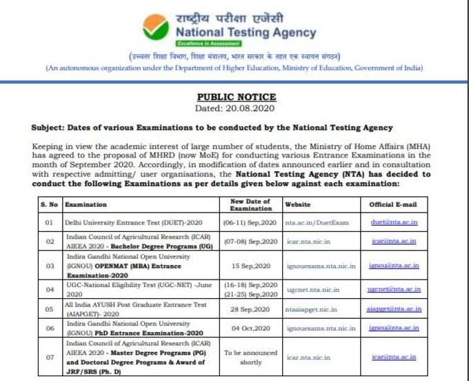 nta dates