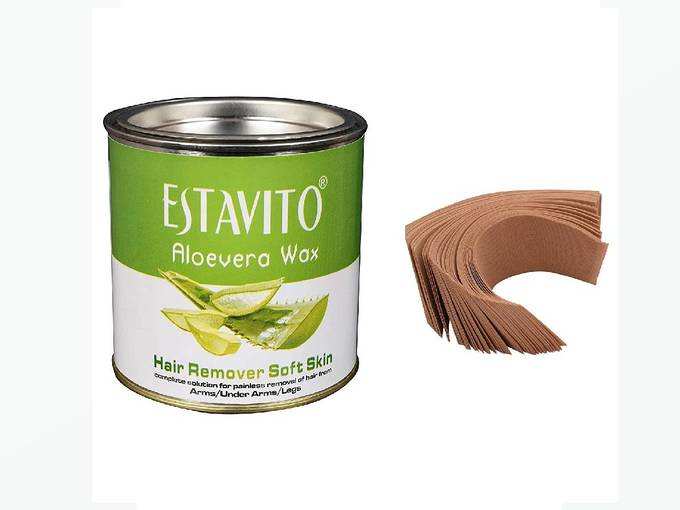 ESTAVITO Aloevera wax 600Gms with 30 WAX STRIPS | For Hair &amp; Tan Removal | For Arms, Legs and Full body | COMBO OFFER |