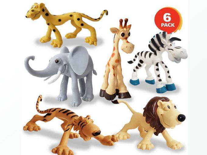 Metro Toy&#39;S &amp; Gift Jungle Cartoon Animal Toys Figure Playing Set For Kids (Pack Of 6)