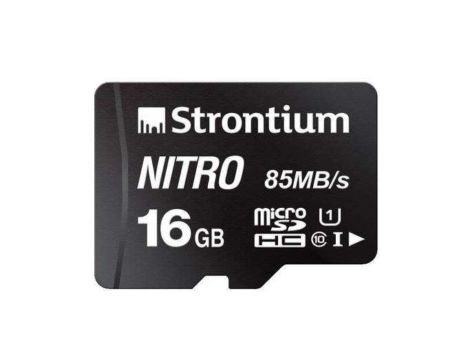 Strontium Nitro 16GB Micro SDHC Memory Card 85MB/s UHS-I U1 Class 10 High Speed for Smartphones Tablets Drones Action Cams (SRN16GTFU1QR)