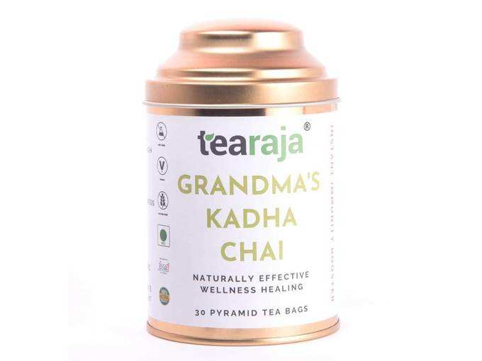 Tearaja Grandma&#39;s Kadha Chai (30 Pyramid Tea Bags) Contains 15 Adaptogenic Herbs, 100% Natural Immunity Boosting Therapy