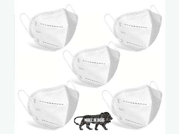 MAULION™ N95 Reusable Mask Reusable Mouth Nose Face Mask, Anti-Pollution Driving Protection, Air Purifying Free Size (Pack of 5)