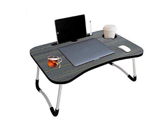 COLLABRAINS ENTERPRISE Smart Multi-Purpose Laptop Table with Dock Stand/Study Table/Bed Table/Foldable and Portable/Ergonomic &amp; Rounded Edges/Non-Slip...