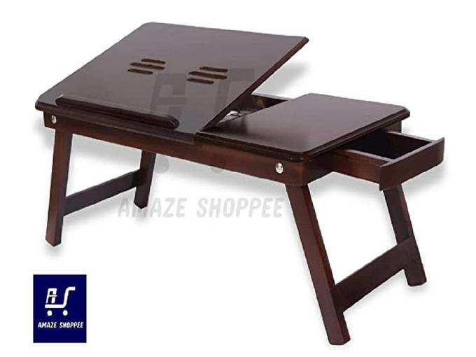 Amaze Shoppee Multipurpose Foldable Bed Table (Walnut Finish, Brown)