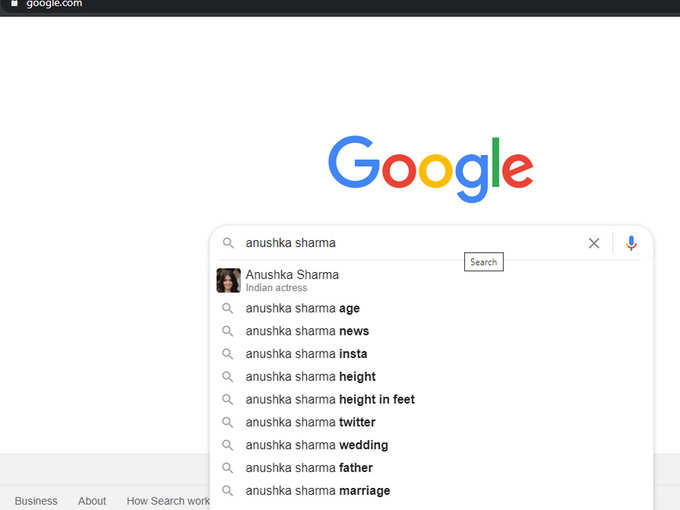 anushka search on google