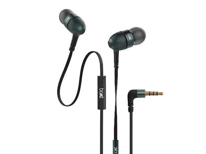 boAt BassHeads 225 in-Ear Wired Earphones with Super Extra Bass, Metallic Finish, Tangle-Free Cable and Gold Plated Angled Jack (Black)
