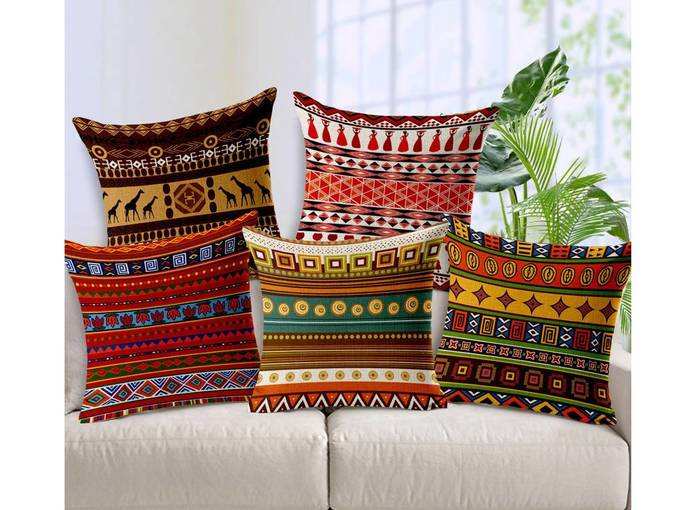 AEROHAVEN™ Set of 5 Decorative Hand Made Jute Throw/Pillow Cushion Covers - (16 X 16 INCHES)