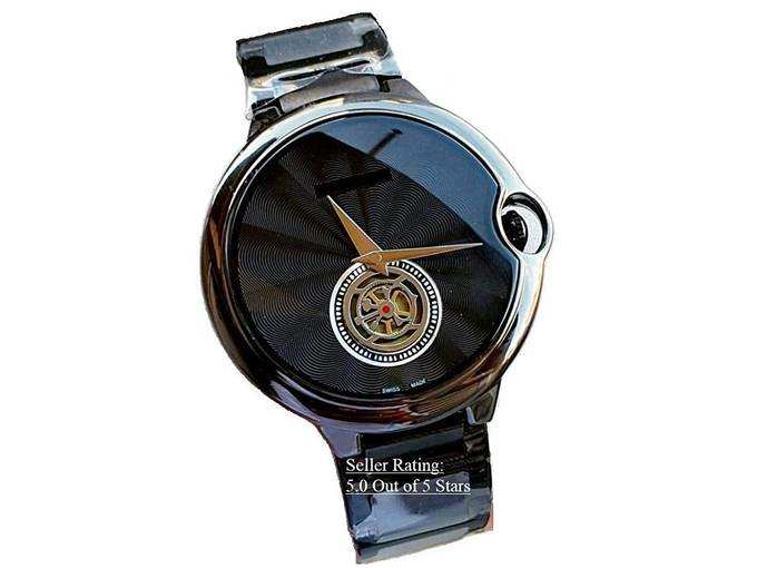 Kurti Fashion Chronograph Men&#39;s Watch (Black Dial Black Colored Strap)