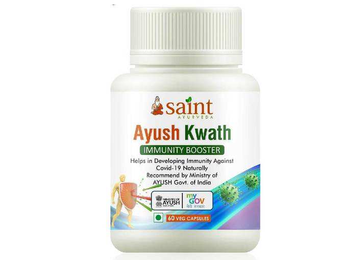 Saint Ayurveda Ayush Kwath Immunity Booster - For Adults, Kids, Men, Women | Tulsi, Dalchini, Sonth, Kali mirch (60 Caps)
