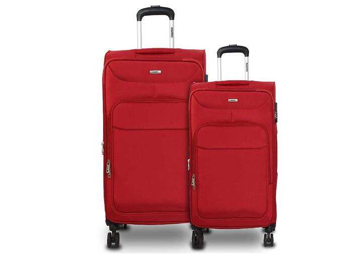 AGARO Apollo Set of 2 56cm+68cm Polyester Red Softsided Suitcase/Luggage