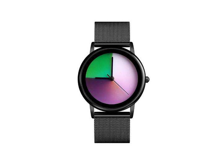 Skmei Rainbow Colored Watch Classic Fashion Watches Women Quartz Stainless Steel Waterproof Watch