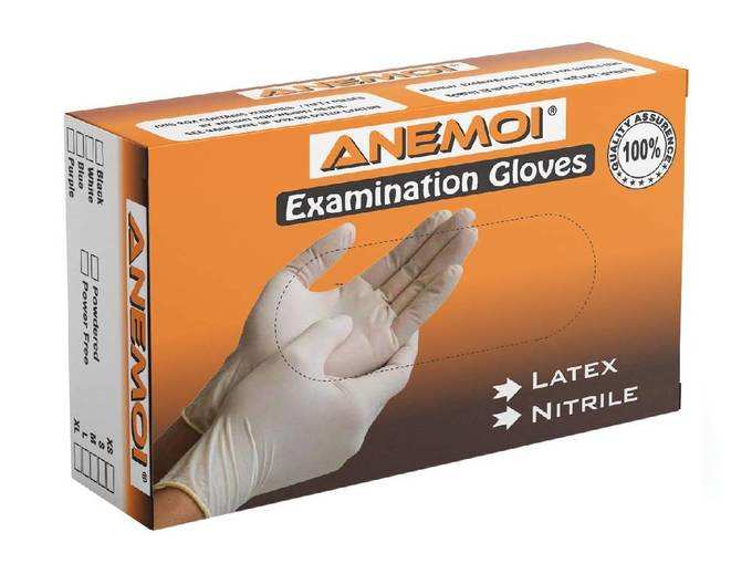 ANEMOI Disposable Latex Gloves (White, Medium)-50 Pieces/25 Pairs