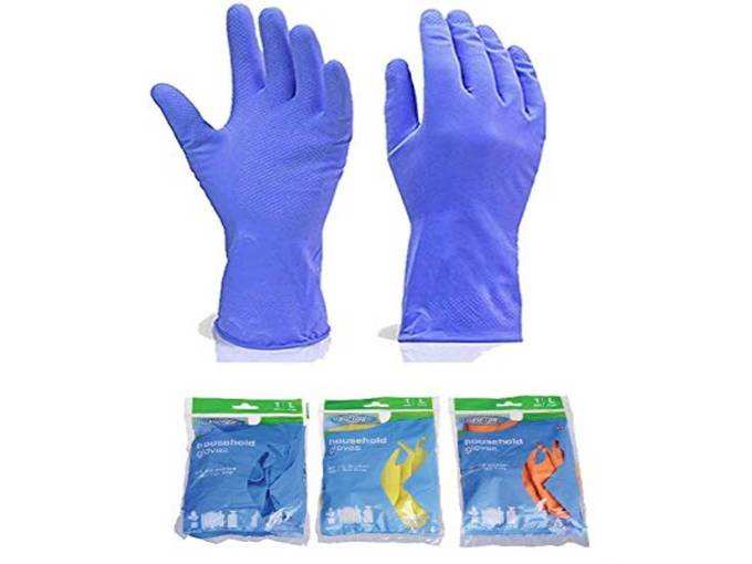 Kashi Surgicals Victor Cleaning Gloves Reusable Rubber Hand Gloves, Stretchable Gloves for Washing Cleaning Kitchen Garden (Color May Vary) (1 Pair)