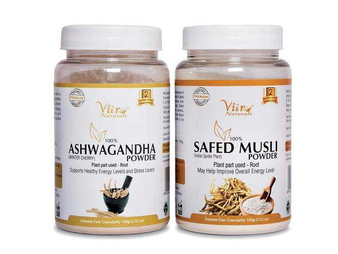 Vitro Naturals Ashwagandha Powder, 100g + Safed Musli Powder, 100g