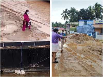 കഴക്കൂട്ടത്ത് കാലുകള്‍ ചെളിയില്‍ അകപ്പെട്ട് യാത്രക്കാരി കുടുങ്ങി; പ്രതിഷേധം കനത്തു; മന്ത്രി ഓടിപ്പിടിച്ചെത്തി