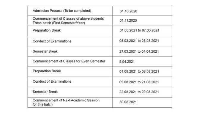 యూజీసీ అకడమిక్‌ క్యాలెండర్‌ 2020