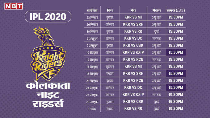 kkr full schedule