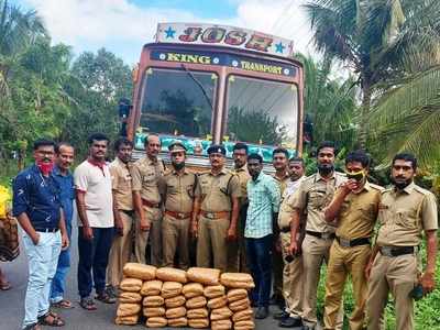 അരിക്കടത്തിൻ്റെ മറവില്‍ കഞ്ചാവ് കടത്ത്; ലോറിയിലും കാറിലുമായി കടത്തിയ 66 കിലോ കഞ്ചാവ് പിടികൂടി, 4 പേര്‍ അറസ്റ്റില്‍