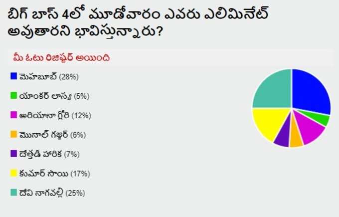 bigg boss 4 telugu voting results