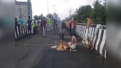 പൂജയോടെ തുടക്കം; പാലാരിവട്ടം പാലം പൊളിക്കൽ നടപടി ആരംഭിച്ചു