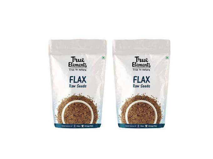 True Elements Raw Flax Seeds 1kg (500gm* 2) - Rich in Fibre and Omega - 3