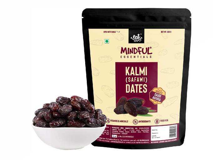 EAT Anytime Mindful Kalmi (Safawi) Black Dates - from Saudi Arabia, 800g (400g x Pack of 2 )