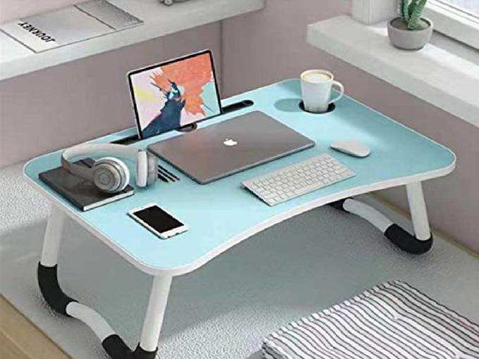 LuvBells® Smart Multi-Purpose Laptop Table with Dock Stand and Coffee Cup Holder/Study Table/Bed Table/Foldable and Portable/Ergonomic &amp; Rounded...