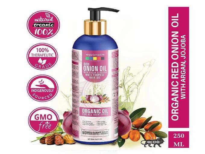 Organix Mantra Red Onion Oil with Argan, Jojoba, Hibiscus, Curry Leaves, Tea Tree, Organic Multi Purpose Hair Oil (250ML)