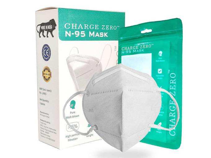 Charge Zero® N95 Mask (Pack of 5 Mask), Special Safety Face Mask, Anti-Baterial Shield Mask with Respirator Valve, CE Certified ISO 9001:2015 Certified (Washable & Unisex)