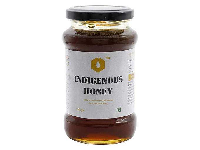 INDIGENOUS HONEY Raw Organic Honey Unprocessed Unfiltered Unpasteurized Pure Natural Original Honey an Ayurvedic Immunity Booster for Weight Loss Cough and Digestive Disorders 500 Grams Glass Jar