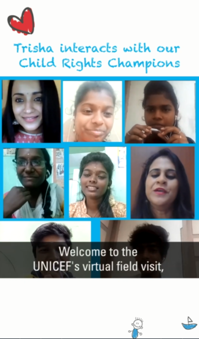 UNICEF தூதுவராக குழந்தைகள் உரிமைகாக போராடுபவர்களை சந்தித்த த்ரிஷா